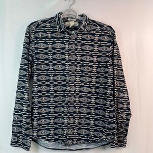 H&M L.O.G.G. Regular Fit Corduroy Aztec Tribal Button Down Shirt‎ Mens M